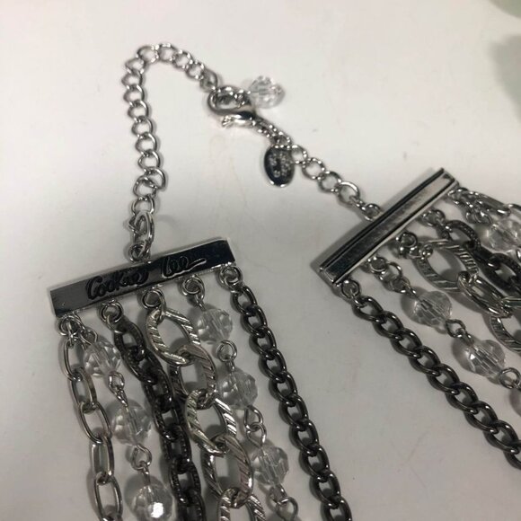 Cookie Lee Multi Strand Necklace Clear Beads Silver Tone Fashion Statement - Picture 5 of 5